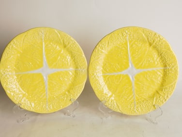 (2) Vintage Secla Porcelain Yellow Cabbage Plates