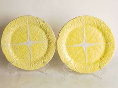 (2) Large Vintage Secla Porcelain Yellow Cabbage P