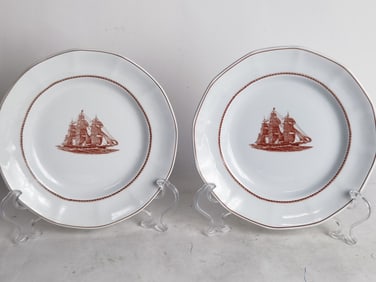 (2) Vintage Wedgwood Porcelain Flying Cloud Plates