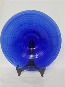 Large Cobalt Blue Swirl Glass Plate