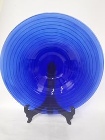 Large Cobalt Blue Swirl Glass Plate