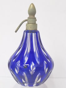 Vintage Bohemian Cobalt Blue Cut to Clear Perfume