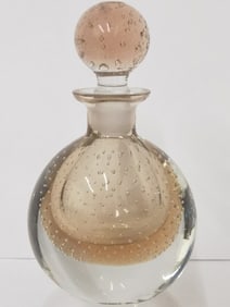 Vintage Murano Italy Controlled Bubble Amber Glass