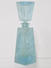 Vintage Blue Frosted Glass Perfume Bottle