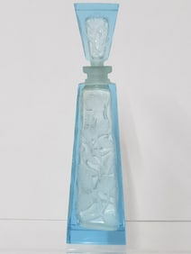 Vintage Blue Frosted Glass Perfume Bottle