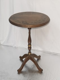 Vintage Hand Painted Wood Carved Side Table