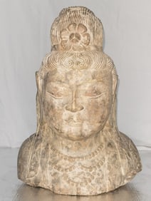 Qing or Earlier Chinese Stone Carved Buddha's Head