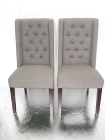 Pr. of Modern Tufted Upholstered Fabric Dining Cha