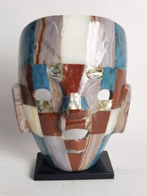 Vintage MCM Semi-Precious Stone Inlay Mayan Mask