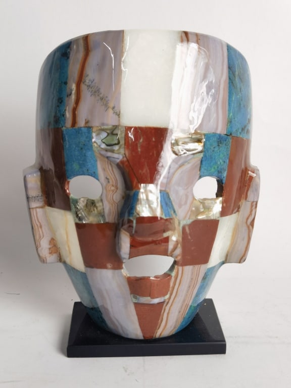 Vintage MCM Semi-Precious Stone Inlay Mayan Mask (1 of 4)