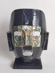 Vintage MCM Semi-Precious Stone Inlay Mayan Mask