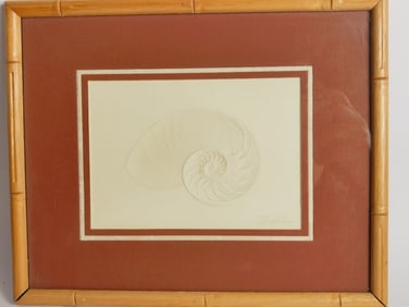 Vintage Imperial Harp Embossed Shell Art