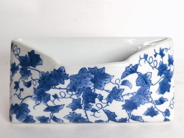 Vintage Chinese Export Porcelain B&W Wall Vase