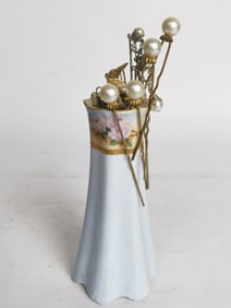 Vintage French Porcelain Hair Pin Vase