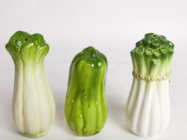 Vintage Porcelain Vegetable Salt/Pepper Shakers