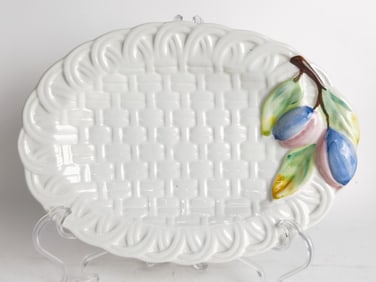 Vintage Ravier Barbotine Italy Porcelain Plum Char