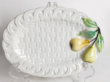 Vintage Ravier Barbotine Italy Porcelain Pear Char
