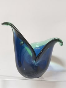 Vintage Lavorazione Murano Italy Blue/Green Glass