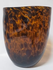 Vintage Tortoise Shell Amber Glass Vase
