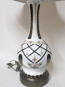 Antique Bohemian Cut Glass Table Lamp