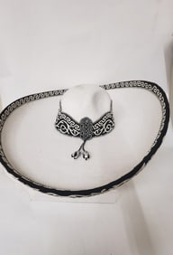 Vintage White/Black Charro Sombrero
