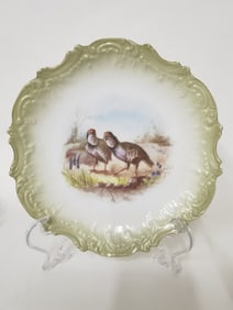 Vintage Limoges Porcelain Green Rim Plate