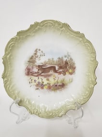 Vintage Limoges Porcelain Green Rim Plate
