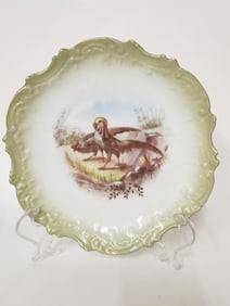 Vintage Limoges Porcelain Green Rim Plate