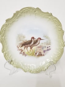 Vintage Limoges Porcelain Green Rim Plate