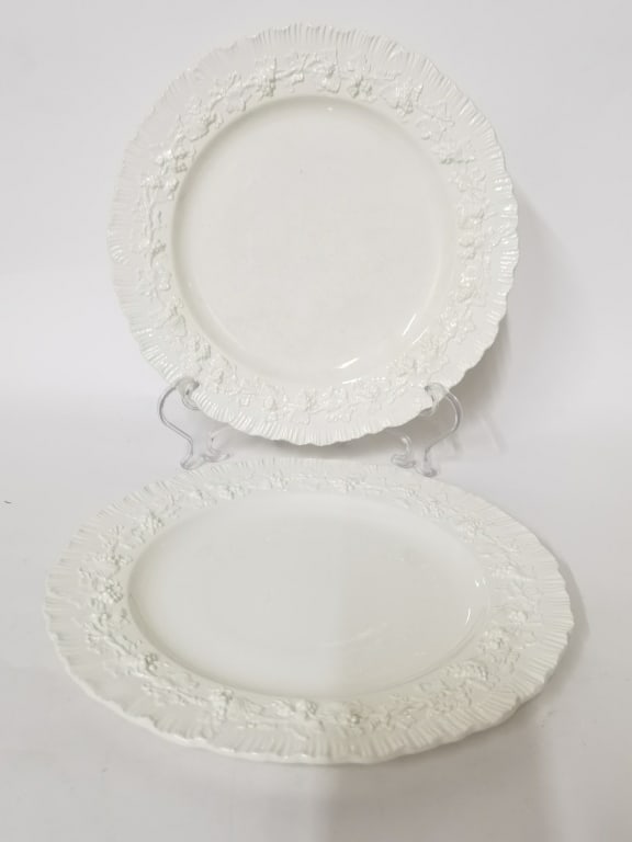 Pr. of Wedgwood Embossed Queens Ware Plates: Pr. of Wedgwood Embossed Queens Ware Plates, 10.5in