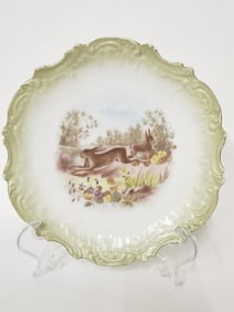 Vintage Limoges Porcelain Green Rim Plate