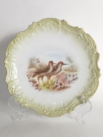 Vintage Limoges Porcelain Green Rim Plate
