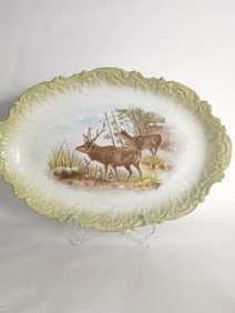 Vintage Limoges Porcelain Green Rim Plate
