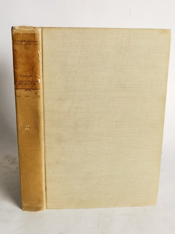 1904 Limited Ed. Burton's The Book of the Thousand: 1904 Limited Ed. Burton's The Book of the Thousand Nights and a Night, Supplement Book III, Vol. XIII, 643/1000, 9.75in