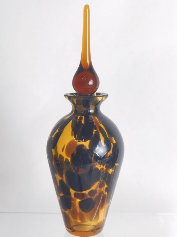 Vintage Tortoise Shell Glass Perfume Bottle (1 of 3)