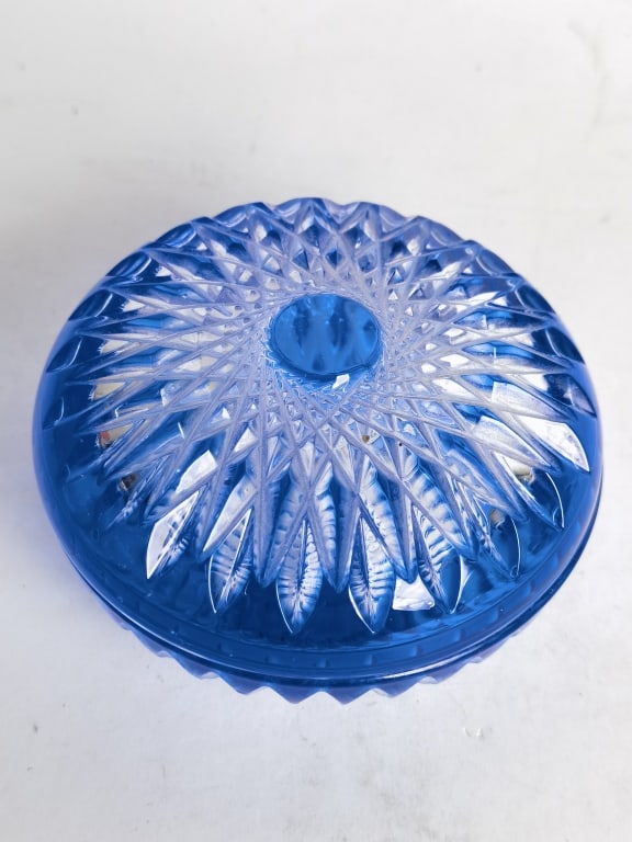 Vintage Bohemian Cobalt Blue Cut-to-Clear Glass Bo (1 of 4)