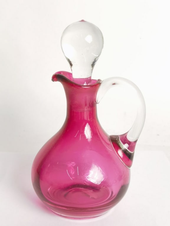 Vintage Fenton Cranberry Glass Vinegar Decanter (1 of 3)