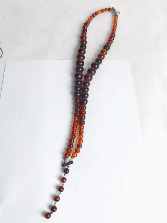 Amber Bead Necklace: Amber Bead Necklace, 14in