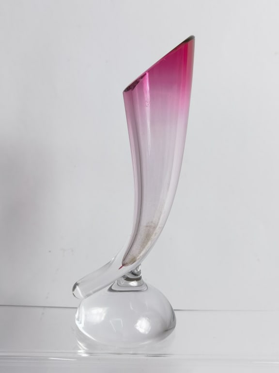 Vintage Val St. Lambert Cranberry Cornucopia Glass (1 of 5)