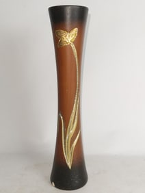 Vintage Gilt Pottery Flower Vase