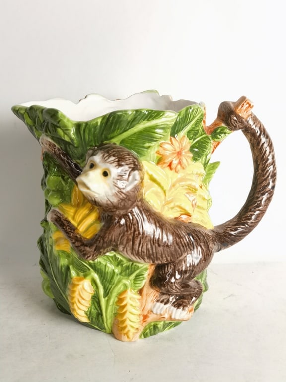 Vintage Ceramic Majolica Monkey Pitcher (1 of 5)