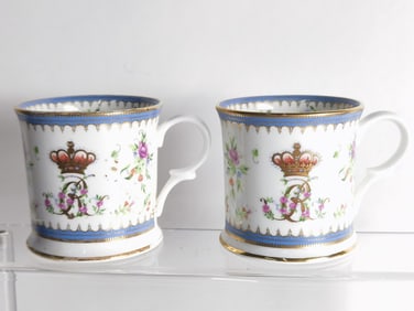 Pr. of Vintage The Queen's China Porcelain Mugs