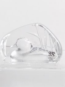 Mats Jonasson Clear Crystal Duck Paperweight