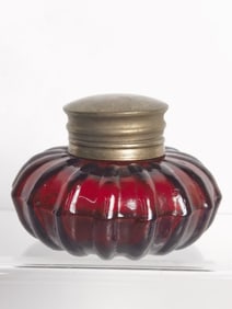Vintage Ruby Glass Ink Bottle