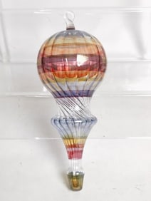 Multicolor Ribbed Glass Ornament