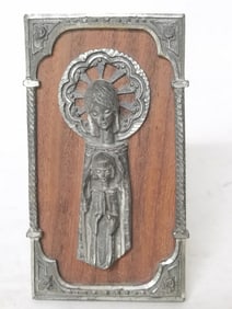 Vintage Pewter Our Lady of Loreto Wall Hanging