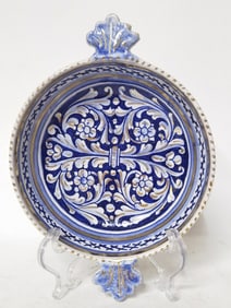 Vintage Italy Hand Painted Ceramic Handled Dish