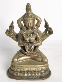 Vintage Chinese Tibetan Bronze Eight-Arm Buddha