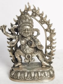 Vintage Chinese Tibetan White Copper Vajrapani