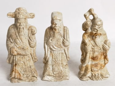 (3) Vintage Chinese Soapstone Carved Deities